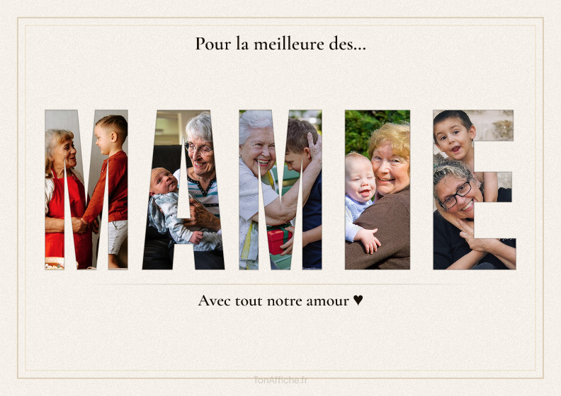 Affiche MAMIE avec photos grand-mère et petits-enfants